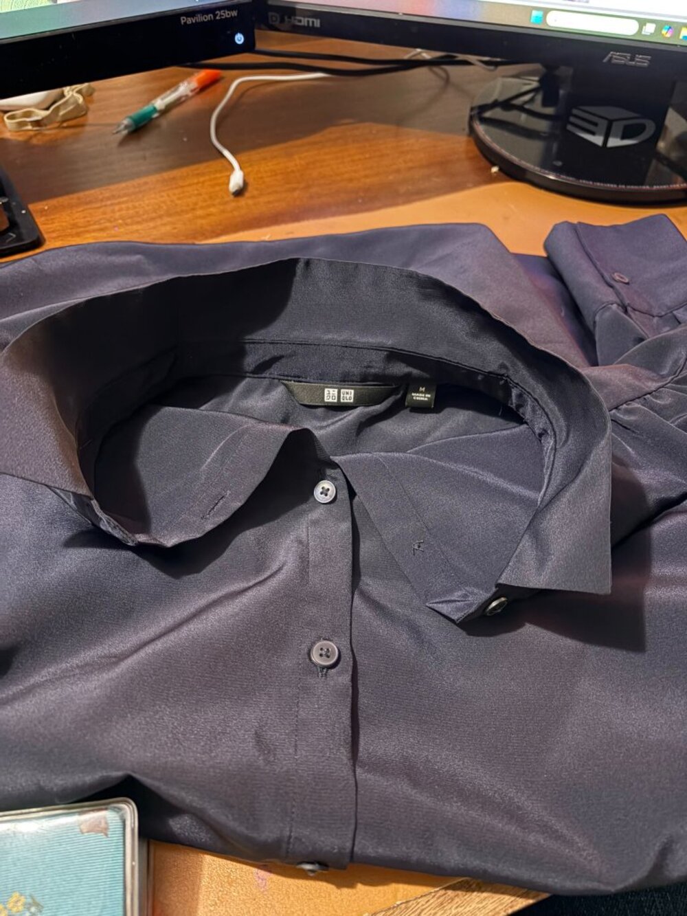 Blue Uniqlo Collared Long Sleeve